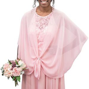 9247 Womens Bridesmaid Dress Shawl Wrap- Rose Gold Ring Set- Dusty